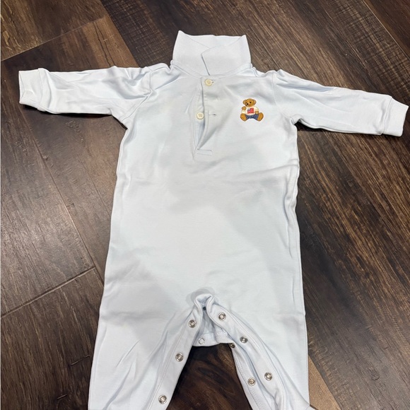 Ralph Lauren Blue Footies with Embroidered with 🧸 - Picture 1 of 4